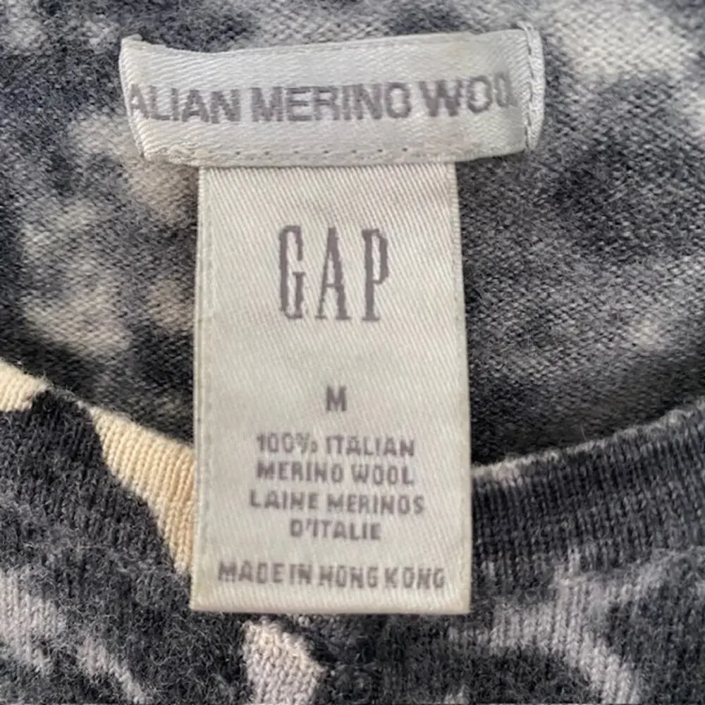 Vintage Gap Italian‎ Merino Wool Cardigan Sweater Black/Gray/Off White Women's M